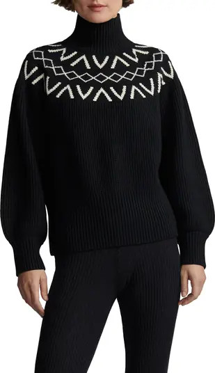 Varley Marcie Fair Isle Mock Neck Sweater in Silver Birch at Nordstrom, Size X-Small | Nordstrom