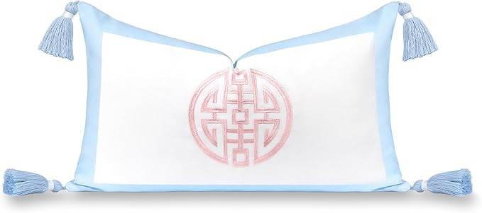 Hofdeco Premium Coastal Grandmillennial Patio Indoor Outdoor Lumbar Pillow Cover Only, 12"x20" Wa... | Amazon (US)