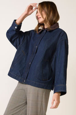 HABITUAL Women's Oversized Denim Jacket, Size Medium, Rinse Blue | Evereve