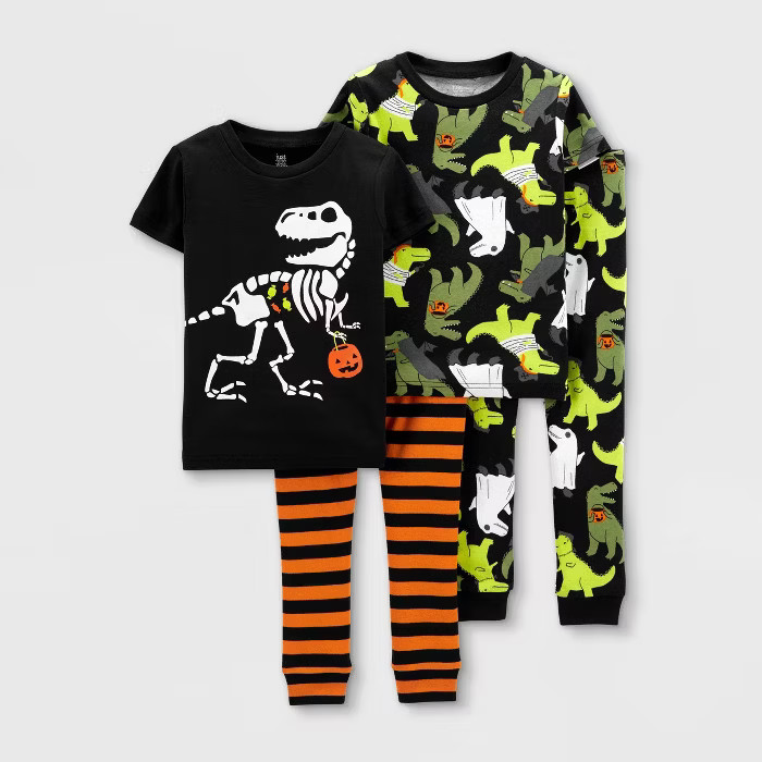 Baby Boys' 4pc Dino Halloween Snug Fit Pajama Set - Just One You® made by carter's Orange/Black | Target