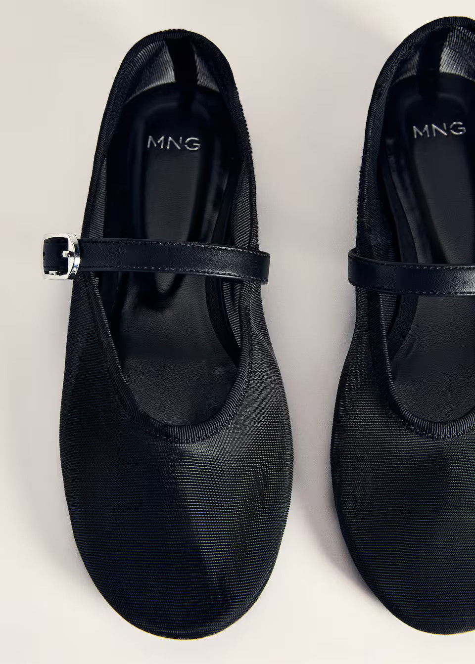 Mesh ballerinas with buckle strap -  Women | Mango United Kingdom | MANGO (UK)