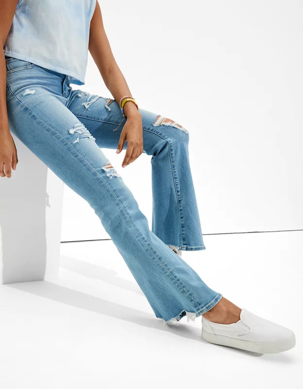 AE Ripped Super High-Waisted Flare Jean | American Eagle Outfitters (US & CA)