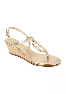 Lilly Pulitzer Women's Good as Gold Pearl Wedge Sandals, 8.5M | Belk