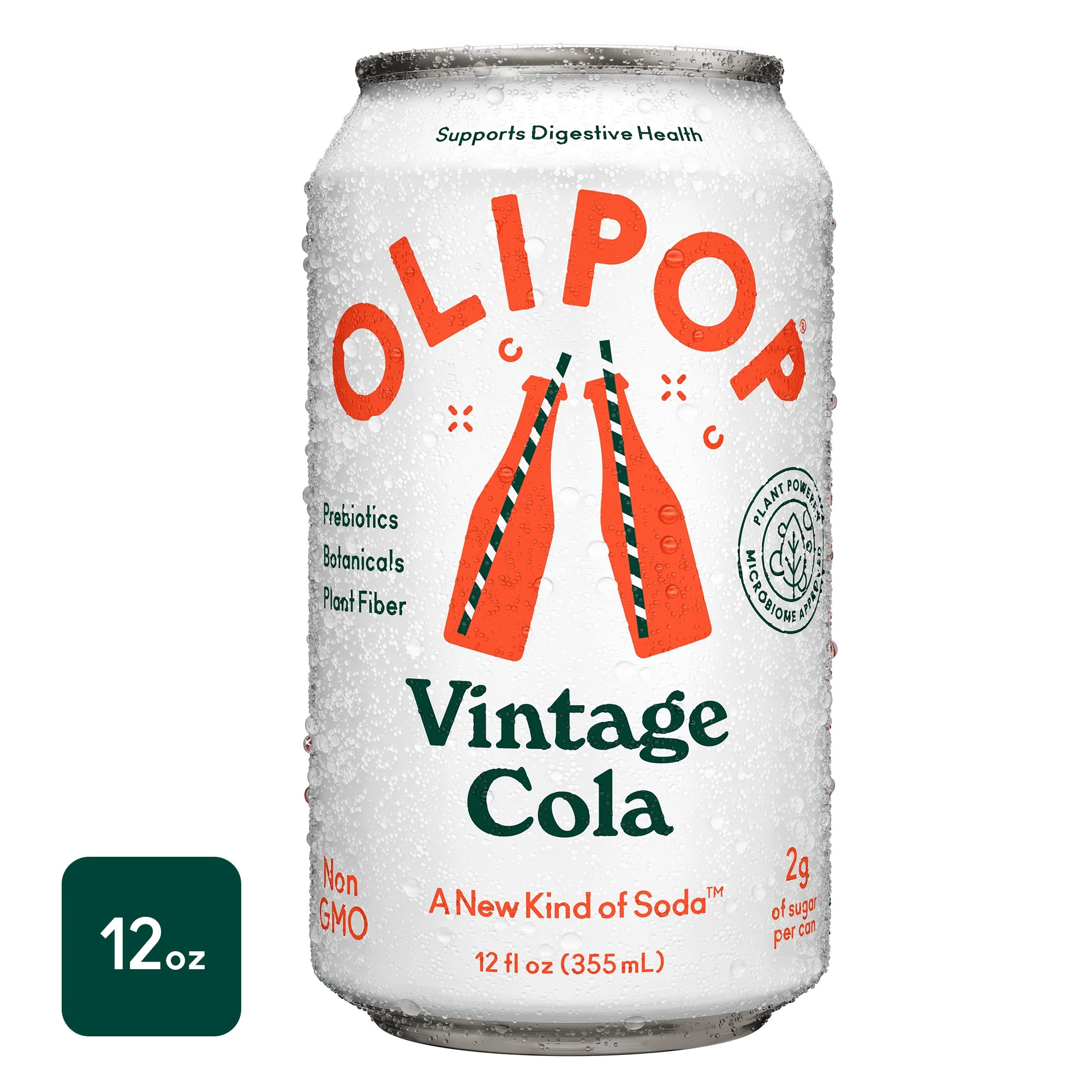 OLIPOP Prebiotic Soda, Vintage Cola Flavor, 12 fl oz, Refrigerated | Walmart (US)