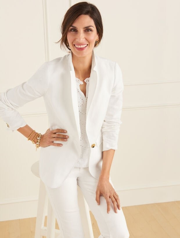 Casual Linen Blazer - White Plainweave | Talbots