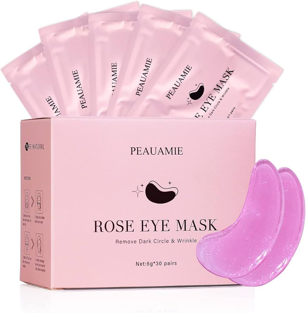 PEAUAMIE Under Eye Patchs (30 Pairs) Rose Eye Mask for Dark Circles and Puffiness Wrinkle Eye Bag... | Amazon (US)