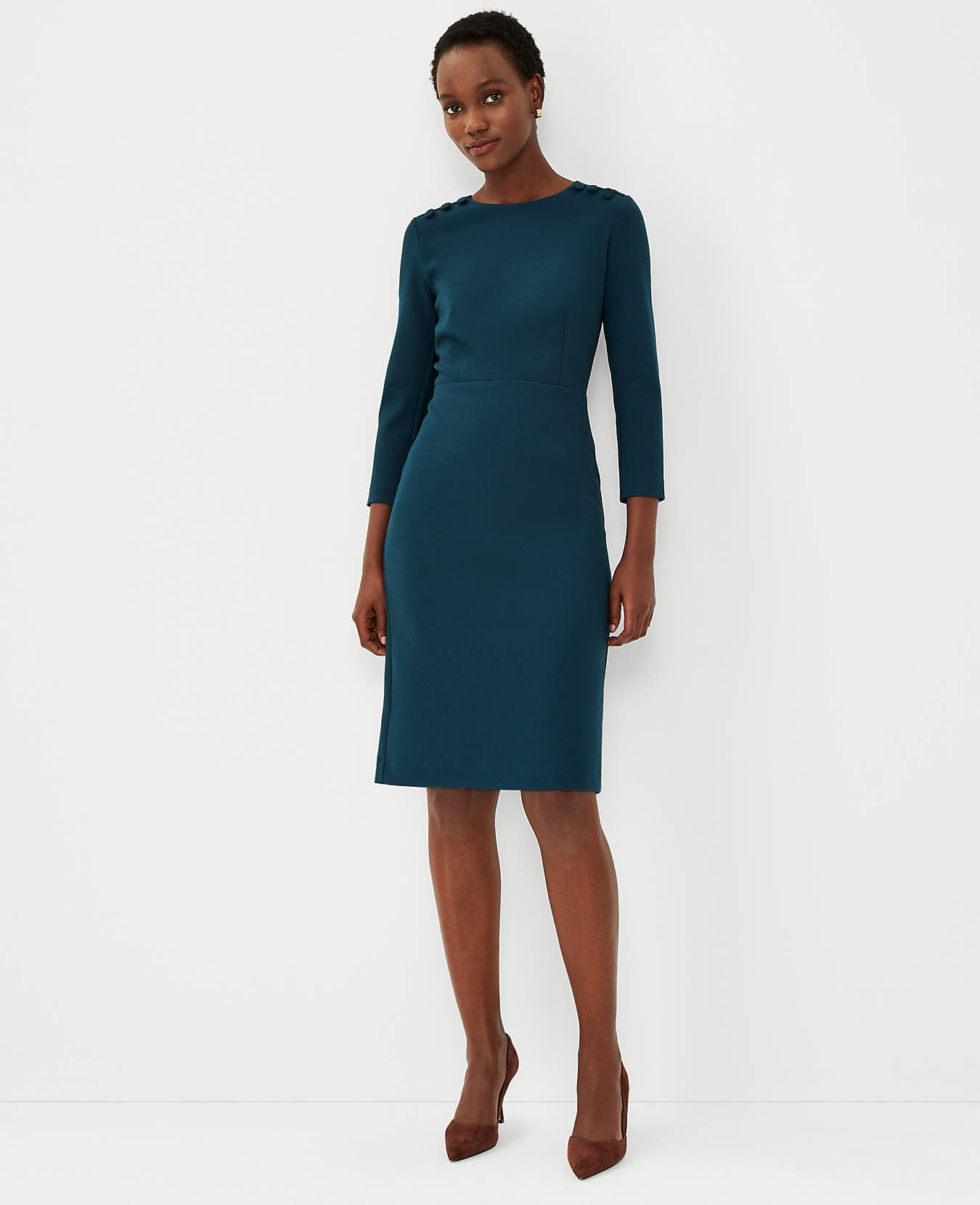 Shoulder Button Sheath Dress | Ann Taylor (US)