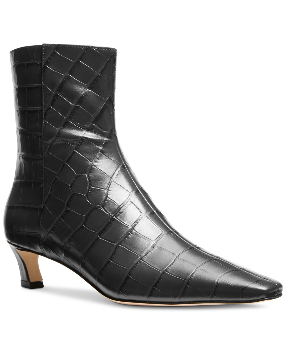 Michael Michael Kors Women's Cosmo Croc-Embossed Kitten Heel Booties - Black | Macy's