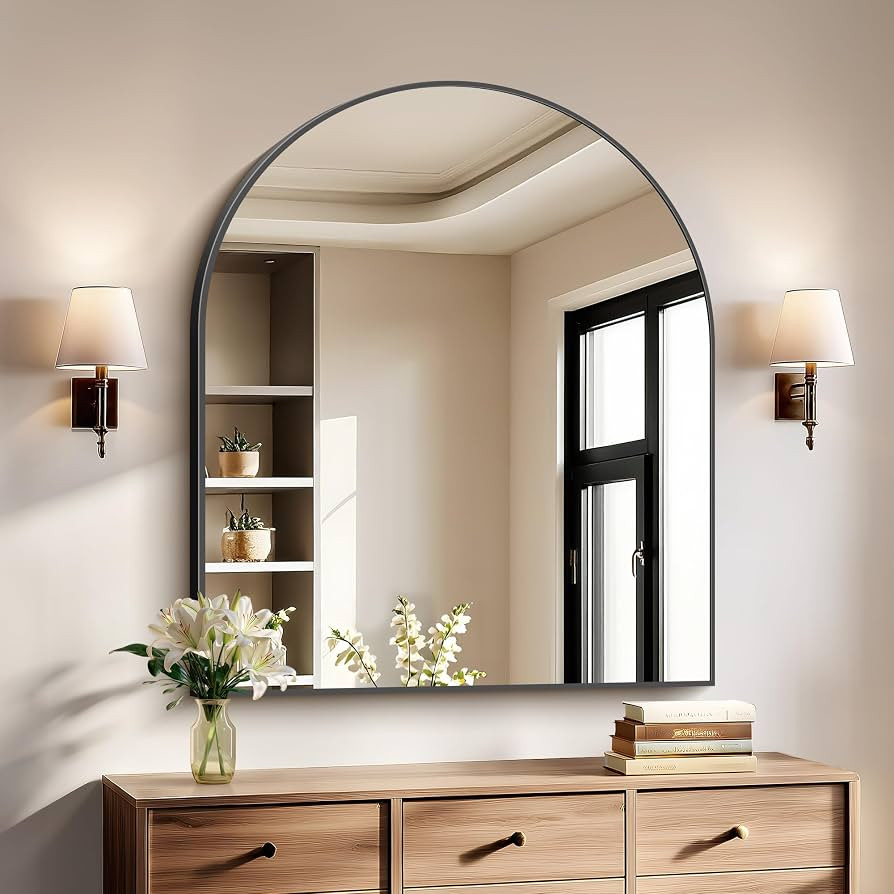 COFENY Black Arch Mirror, 30\u2019\u2019x36\u2019\u2019 Black Mirror for Bathroom, Wide Arched Ba... | Amazon (US)