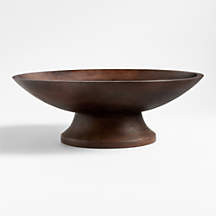 Madeira Walnut-Finished Acacia Wood Tall Footed Serving Bowl + Reviews | Crate & Barrel | Crate & Barrel