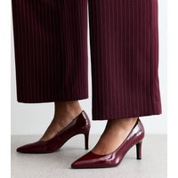 Women's Dark Burgundy Faux Patent Leather Heeled Court Shoes Vegan New Look | New Look (UK)
