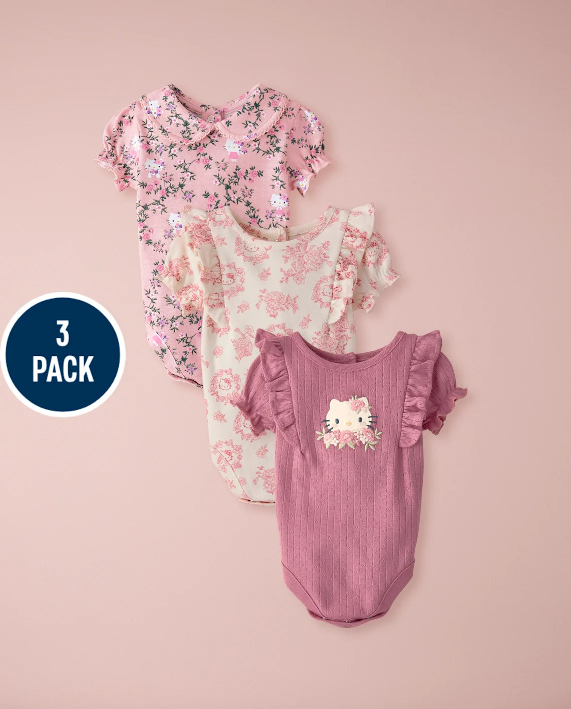 Baby Girls Short Sleeve Hello Kitty Floral Toile Bodysuit 3-Pack - MULTI | Gymboree | Gymboree