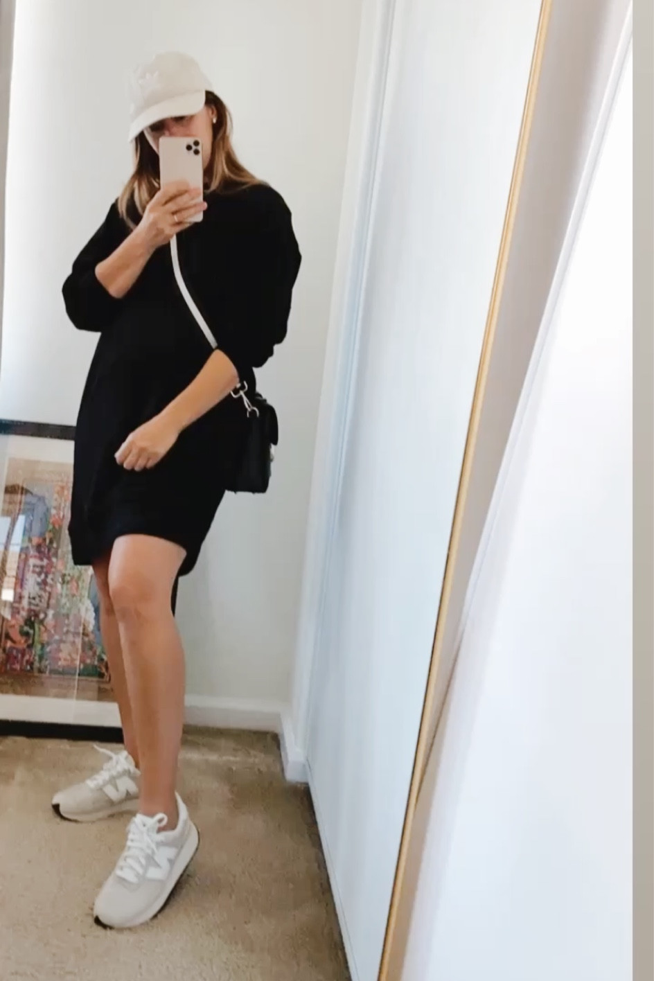 Favorite easy spring outfit sneakers and sweater dress 