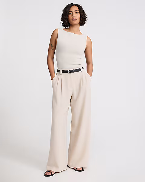 High Waisted Relaxed Trouser | Express