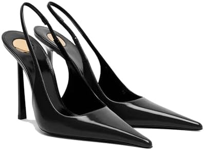 THESHY Women's Pointed Toe Slingback Heels Stiletto High Heel Faux Leather Stretch Strap Slip-on ... | Amazon (US)
