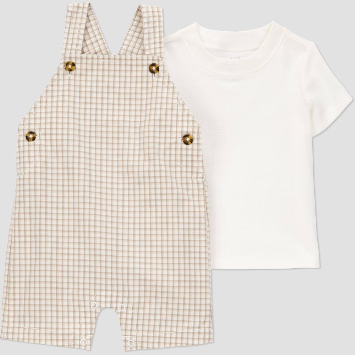 Carter's Just One You®️ Baby Boys' Gingham Shortalls - Brown | Target