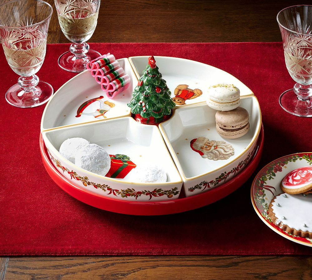 Nostalgic Christmas Icon Stoneware Multi-Sectional Lazy Susan | Pottery Barn (US)