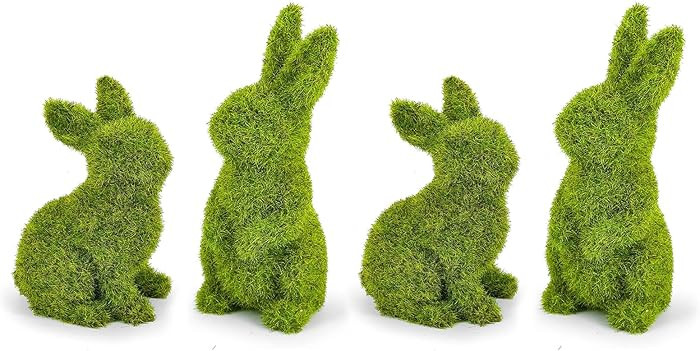 Easter Bunny Decorations,Resin Moss Bunny Figurine,Garden Artificial Moss Rabbit Easter Décor Ea... | Amazon (US)