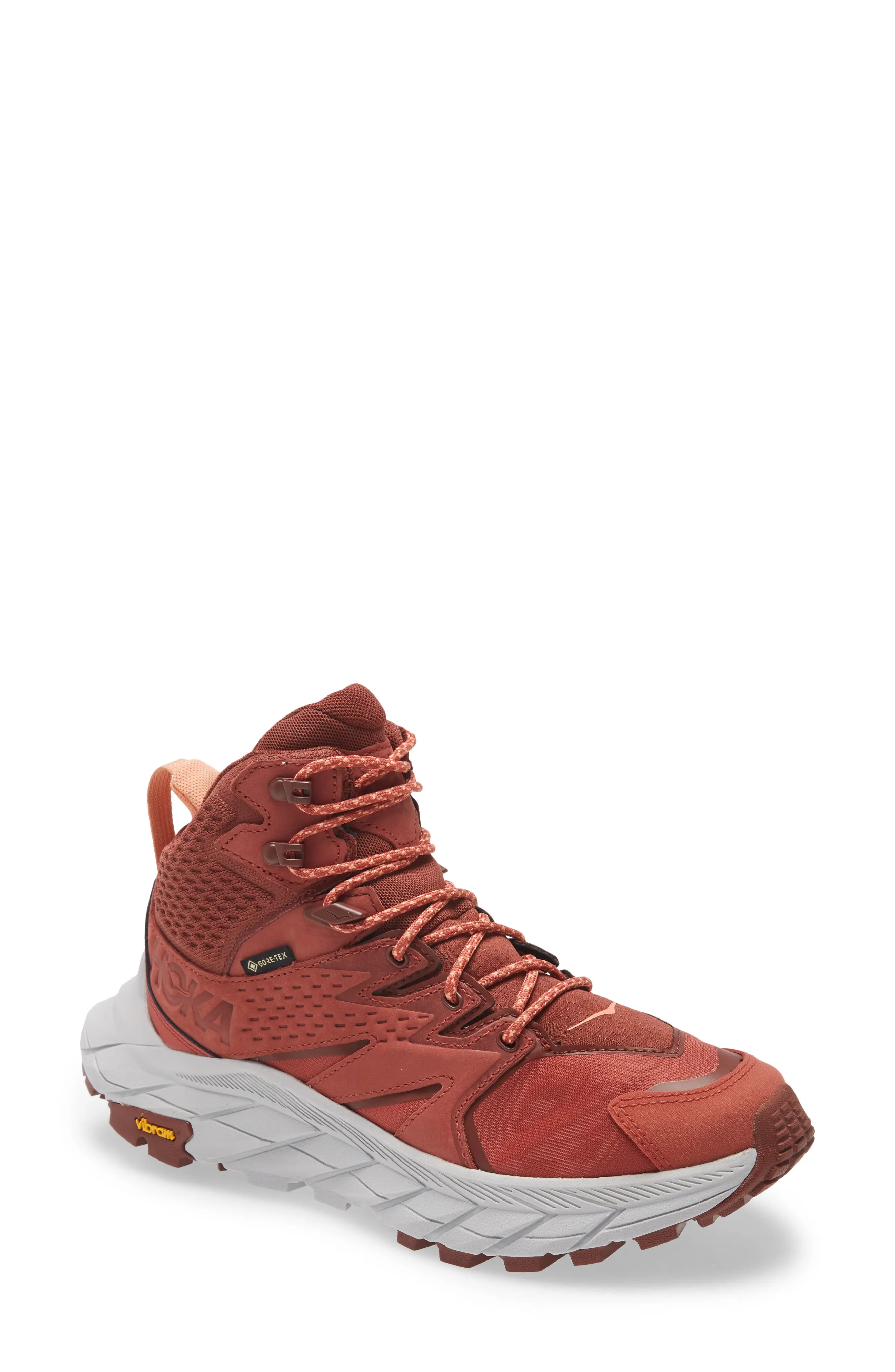 HOKA ONE ONE Anacapa Mid Gore-Tex(R) Waterproof Hiking Shoe, Size 6 in Hot Sauce/Cherry Mahogany at  | Nordstrom