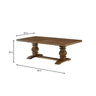Home Decorators Collection Eldridge - Trestle Dining Table with Self Storing Extension in Haze-HD... | The Home Depot