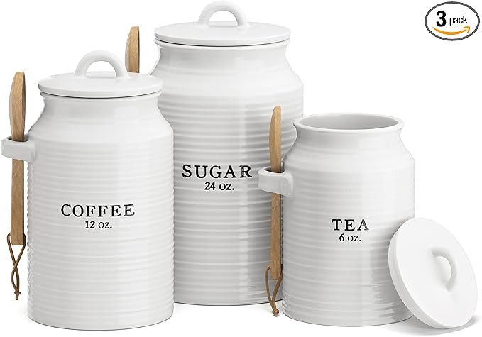 Barnyard Designs Canister Set for Kitchen Counter, Coffee Tea Sugar Container Ceramic Set, Decora... | Amazon (US)