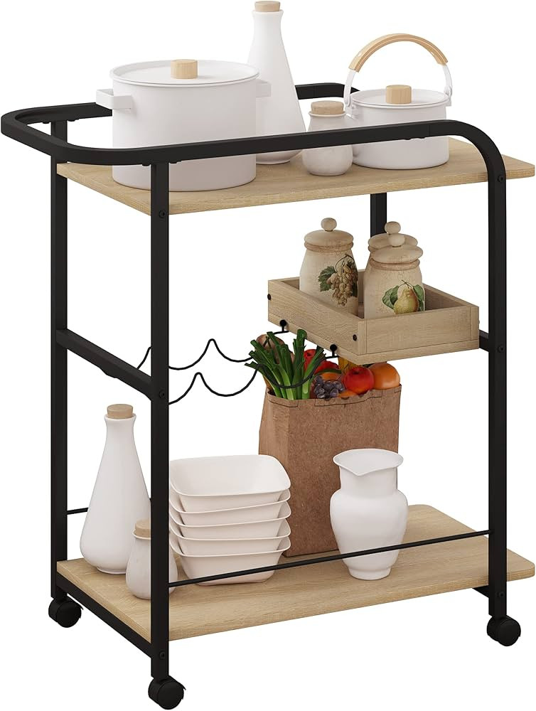 WOLTU Carrito Cocina de 3 Estantes con Ruedas, Carro Camarera Móvil de Cocina con Botellero Vino... | Amazon (ES)