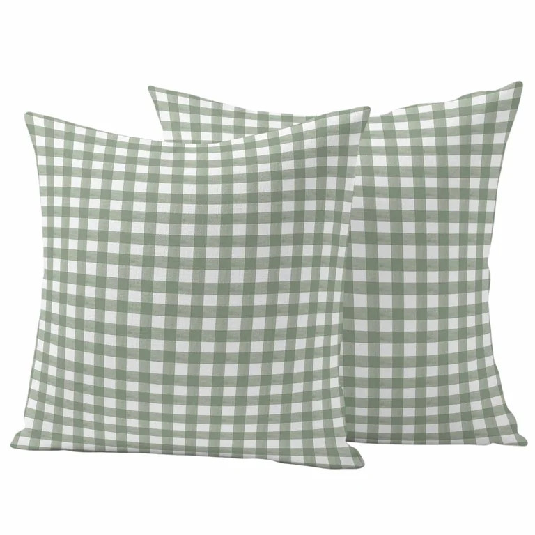 Sage Green Buffalo Plaid Outdoor Pillow Covers, Waterproof Decorative Throw Pillowcases Set of 2,... | Walmart (US)