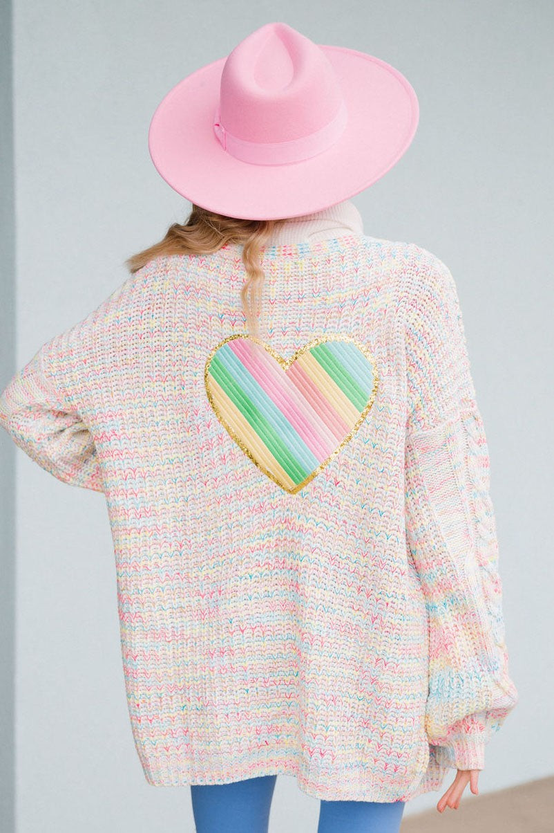 RAINBOW HEART MULTI-COLOR CARDIGAN | Judith March