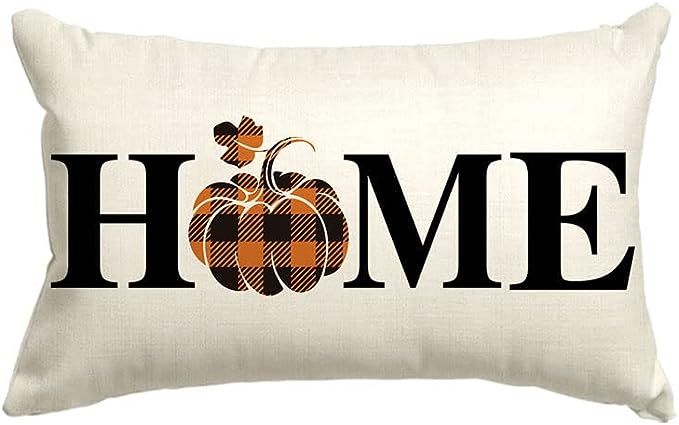 AVOIN Home Buffalo Plaid Pumpkin Fall Throw Pillow Cover, 12 x 20 Inch Autumn Thanksgiving Farmho... | Amazon (US)
