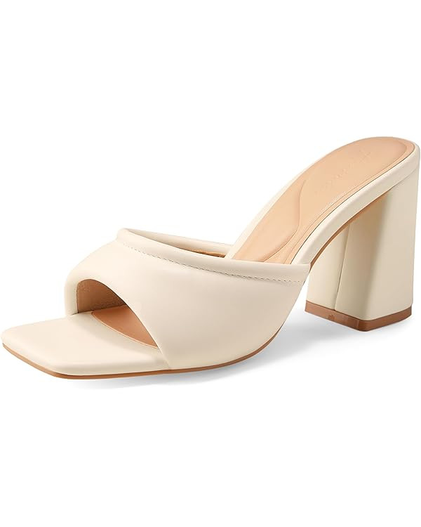 Arromic Women's Square Open Toe Heels Sandals Comfortable Block Chunky Heeled Sandals Slip on Hee... | Amazon (US)