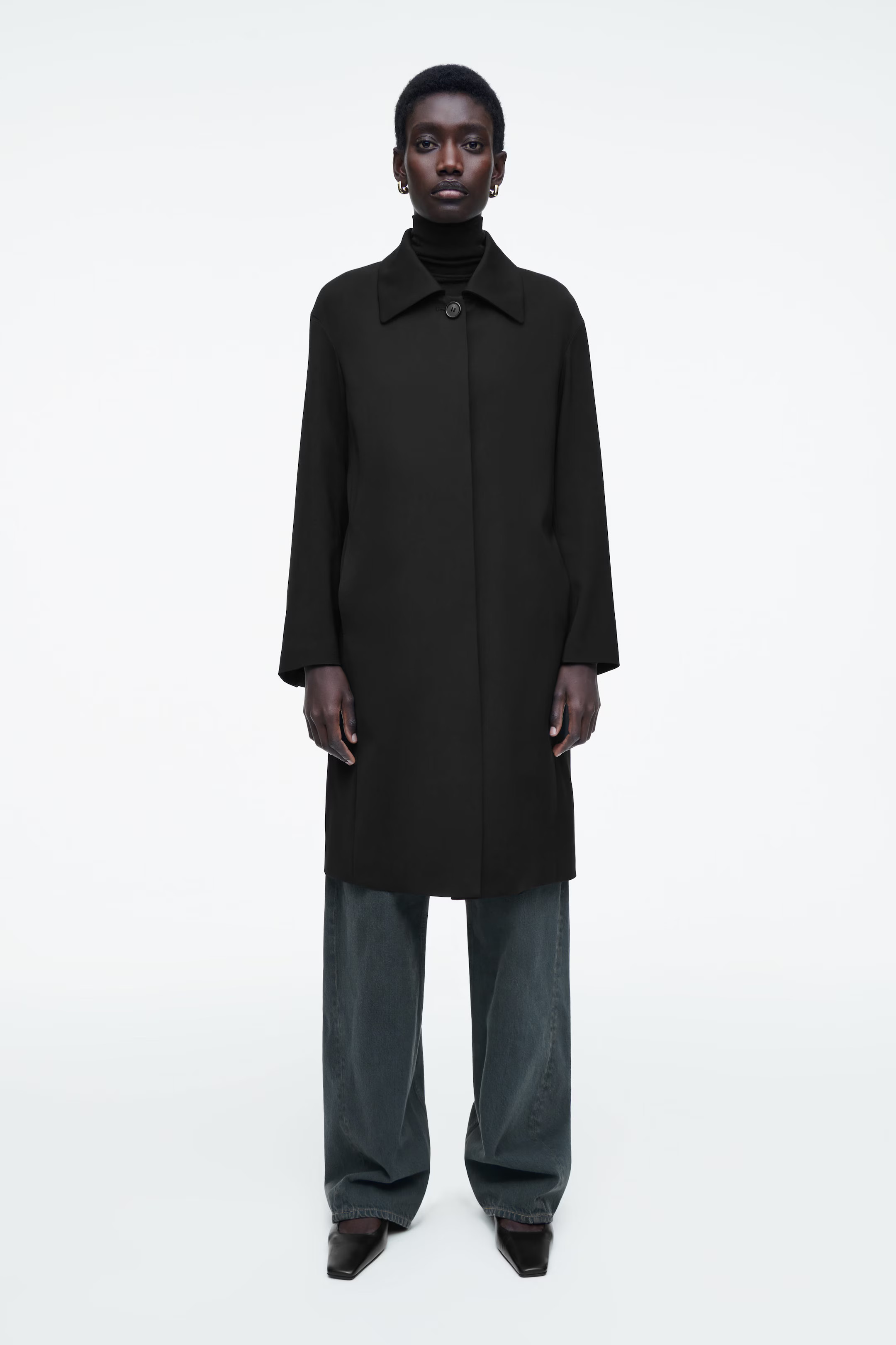 SINGLE-BREASTED CAR COAT - BLACK | COS US | COS (EU)