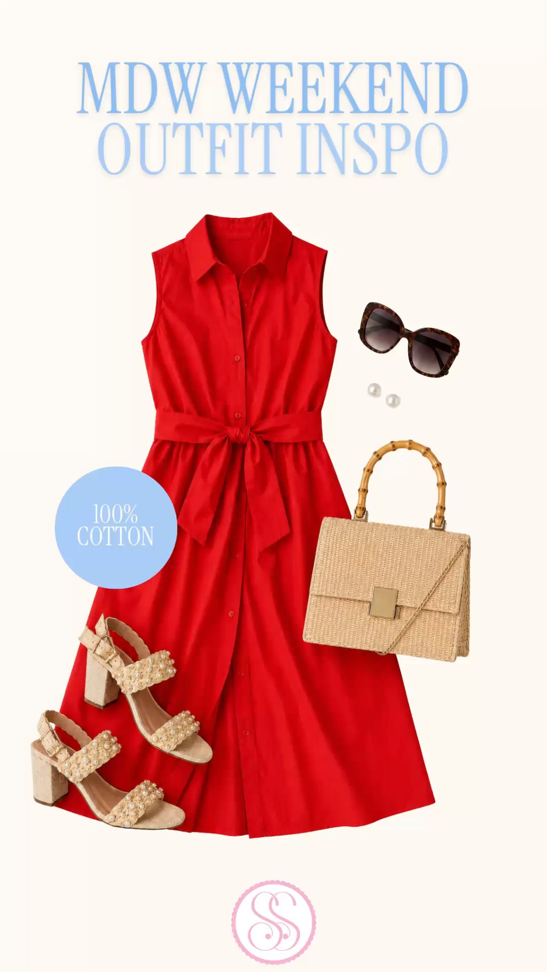 Memorial Day outfit, MDW outfit, red shirt dress, preppy summer outfit

This red cotton shirt dress outfit is such an easy Memorial Day weekend look if you want something festive, polished, and still wearable after the holiday.

The red button-front dress gives that classic Americana style feel, and the accessories make the whole outfit feel instantly more expensive: raffia bag, pearl sandals, tortoise sunglasses, and simple pearl earrings.

The dress is 100% cotton, so it is breathable for warm weather plans, and the belted waist gives it shape while still keeping it easy. Wear it for Memorial Day brunch, cookouts, lake weekends, beach trips, casual summer dinners, Fourth of July outfits, vacation lunches, church, date night, or any summer plan where you want one dress to do most of the work.

If you love Ralph Lauren style, J.Crew inspired outfits, coastal preppy style, red white and blue outfits, Americana style, and finding the look for less, this is such a good outfit formula to save.

Memorial Day outfit, Memorial Day outfits women, MDW outfit, MDW weekend outfit, red dress women, red shirt dress, cotton shirt dress, summer dress women, preppy summer outfit, Americana outfit, patriotic outfit women, Fourth of July outfit, 4th of July outfit, red white and blue outfit, coastal style, resort outfit, vacation outfit women, summer outfit inspo, outfit inspiration, Ralph Lauren style, J.Crew style, look for less, affordable summer outfit, raffia bag, pearl sandals

#LTKFindsUnder50 #MemorialDayOutfit #SummerDress #PreppyStyle #LookForLess #AmericanaStyle #VacationOutfit

#LTKWorkwear #LTKSeasonal #LTKPetite