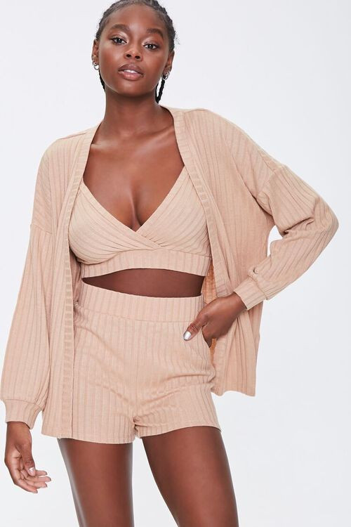 Wide-Ribbed Cardigan, Cami, & Shorts Set | Forever 21 (US)