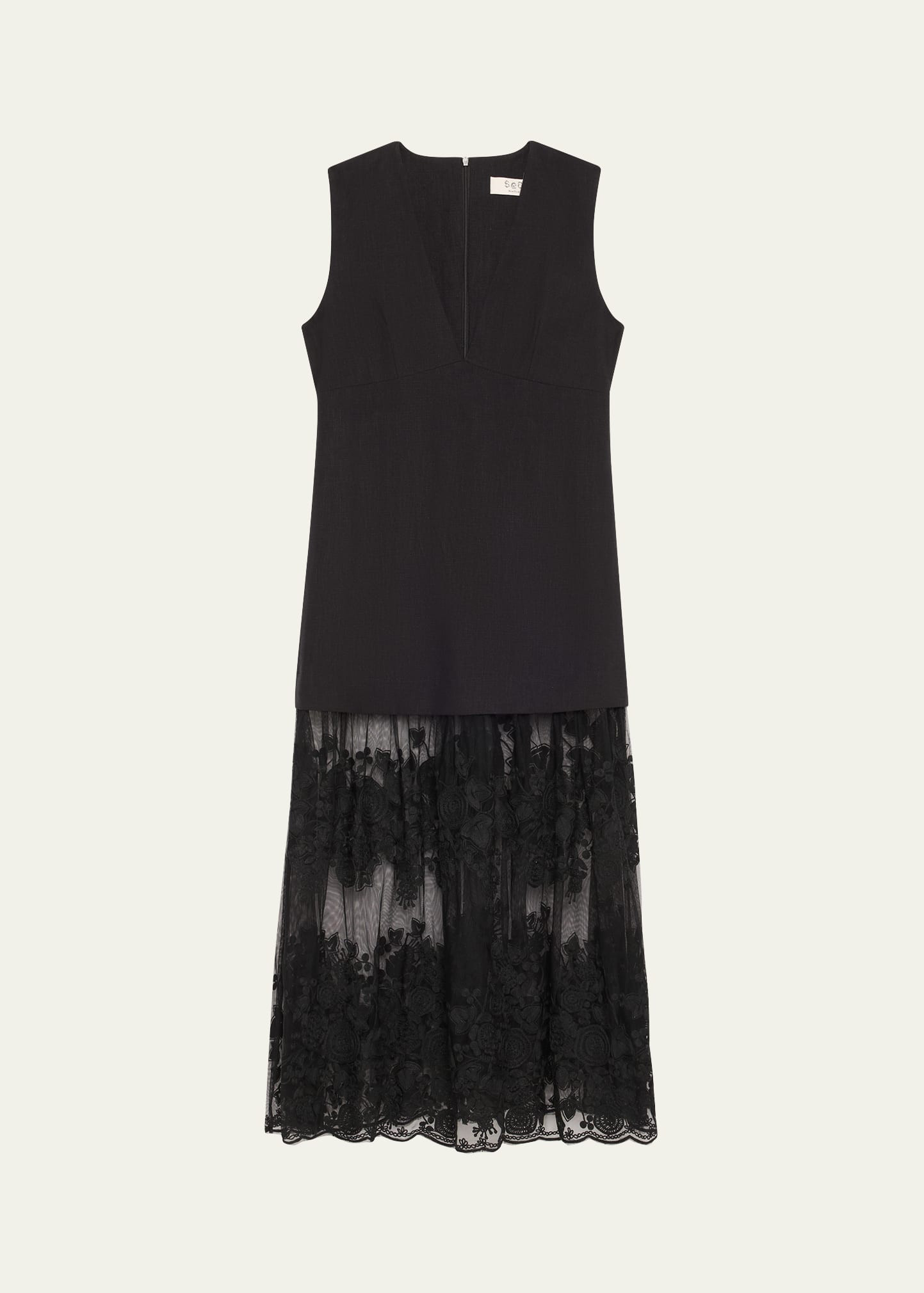 Sea Arielle Lace V-Neck Midi Dress | Bergdorf Goodman
