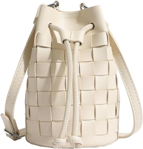 Bucket Purses for Women, Mini Leather Woven Bucket Bag Drawstring Purse Hobo Crossbody Bucket Han... | Amazon (US)