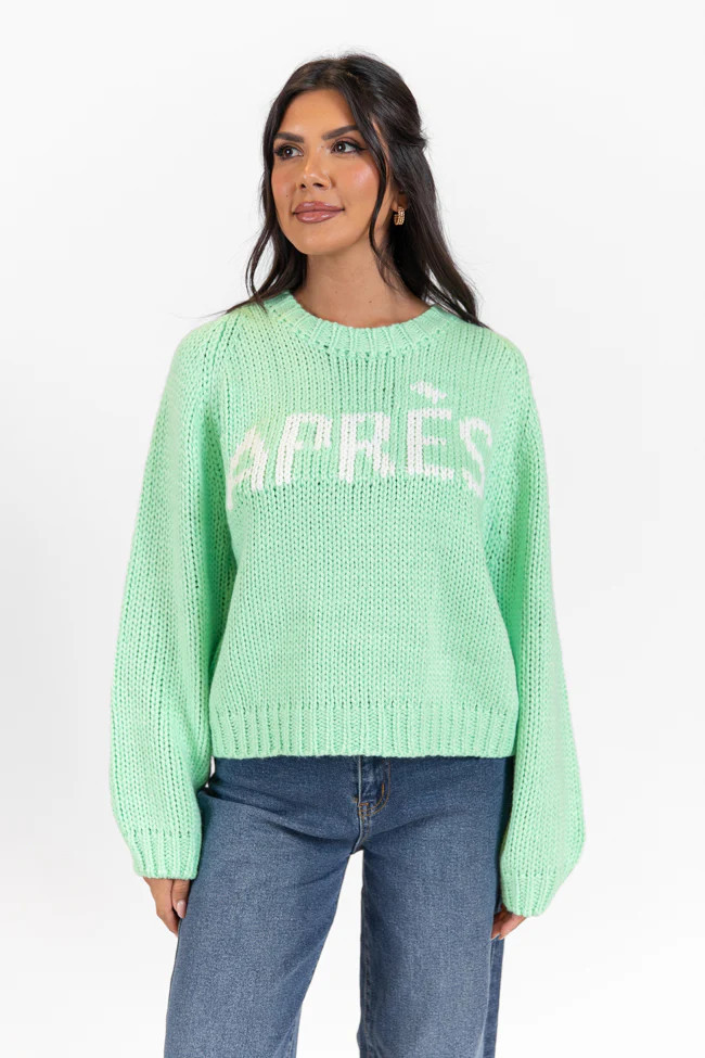 Apres Party Green Sweater FINAL SALE | Pink Lily