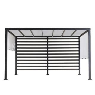 Sandy 10 ft. x 12 ft. Modern Steel Pergola with White Adjustable Shade | The Home Depot