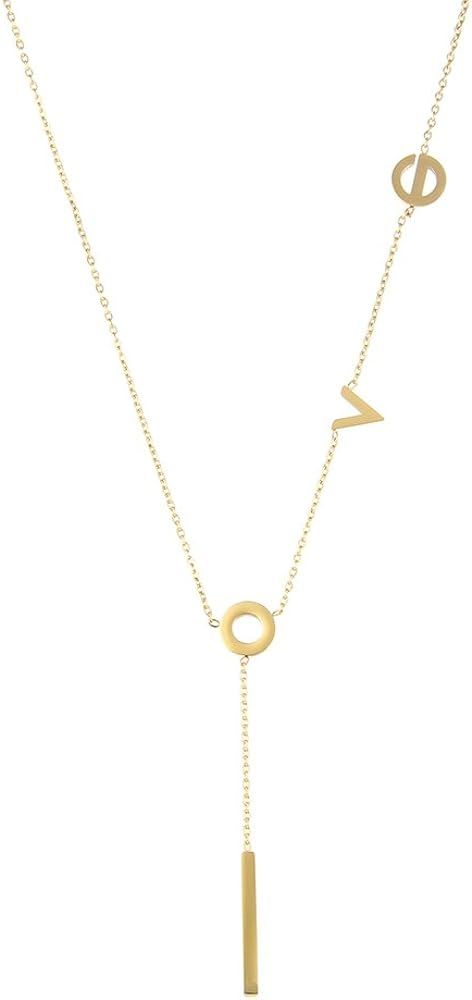 lureme Women's Stainless Steel Love Y Shaped Necklace Circle Lariat Necklace (nl005577) | Amazon (US)