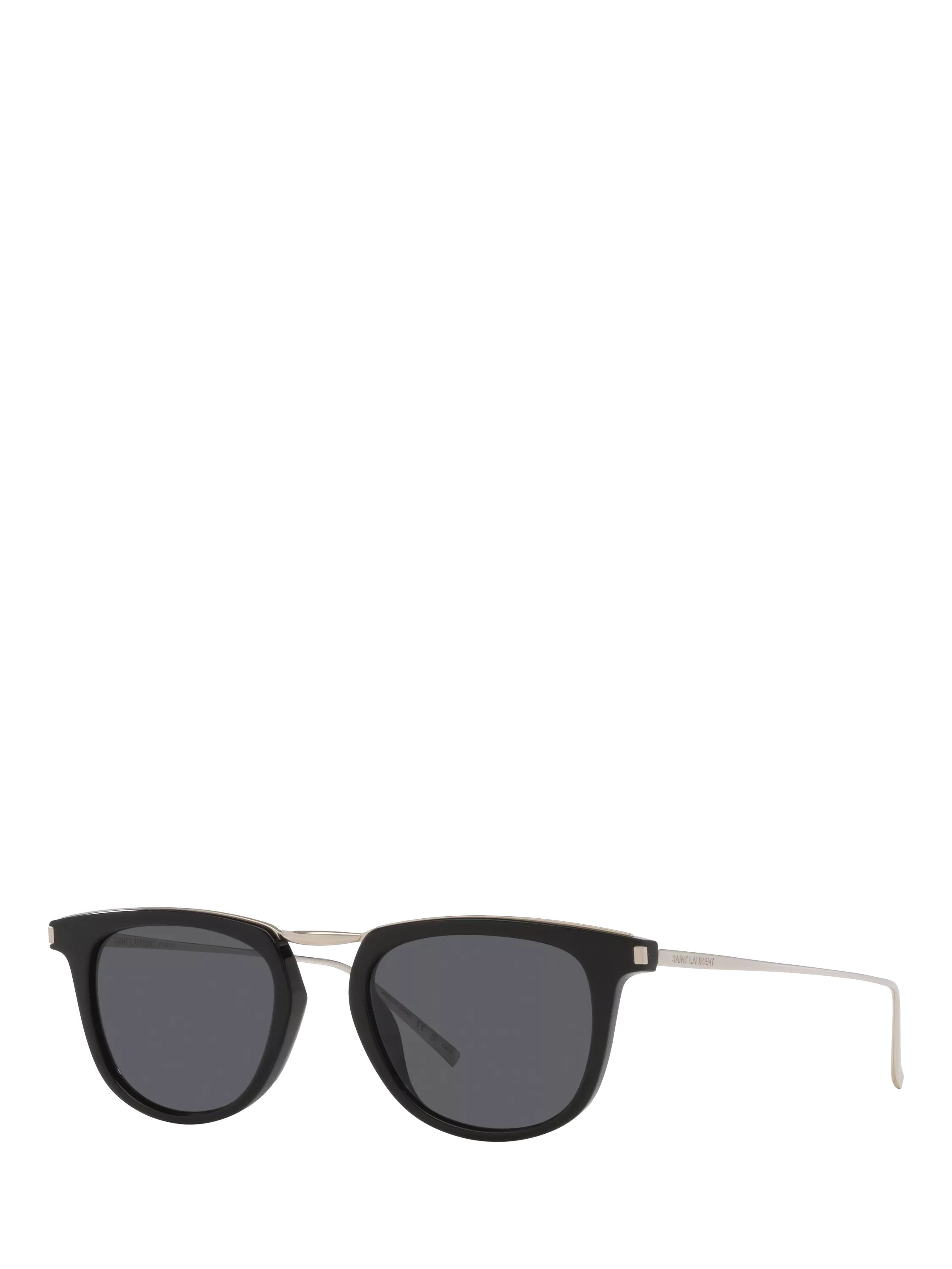 Yves Saint Laurent YS000620 Oval Sunglasses, Silver/Black | John Lewis (UK)