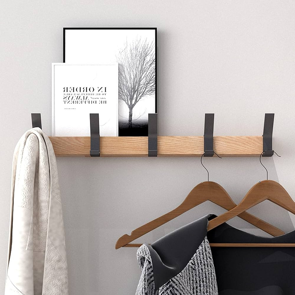Coat Hook Rack Wall Mounted Coat Rack-5 Double Hook,Aluminum,Metal Coat Hook Rail for Coat Hat To... | Amazon (US)