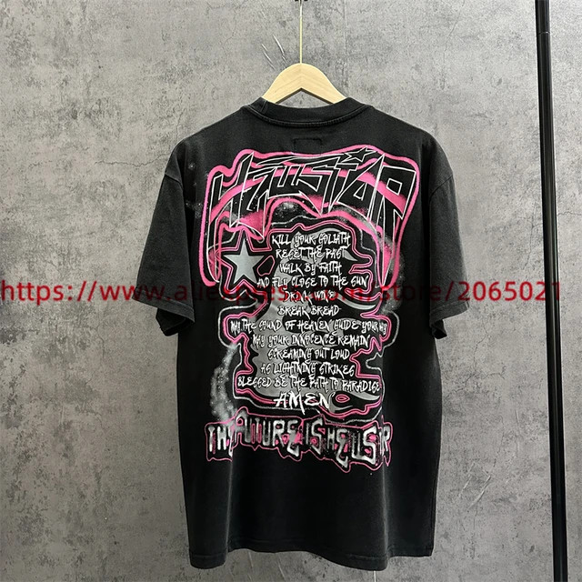 Washed Hellstar Studios Short Sleeve T-shirt Men Women Vintage T Shirt Top Tees - AliExpress | AliExpress (US)
