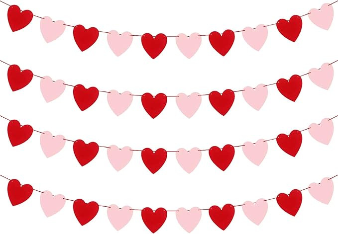 Valentines Day Decoration-3.9 Inches Valentine's Day Decor Heart Banner Pink&Red Pack of 40 NO DI... | Amazon (US)