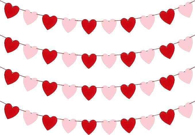 Valentines Day Decoration-3.9 Inches Valentine's Day Decor Heart Banner Pink&Red Pack of 40 NO DI... | Amazon (US)