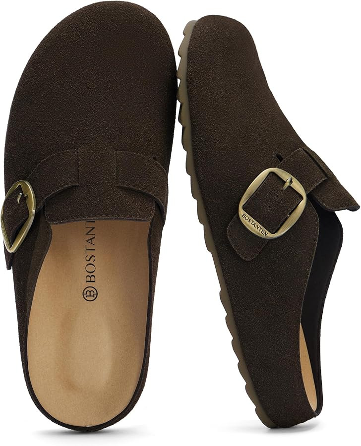 BOSTANTEN Clogs for Women Comfortable Suede Mules with Soft Footbed and Arch Support, Cute Slip O... | Amazon (US)