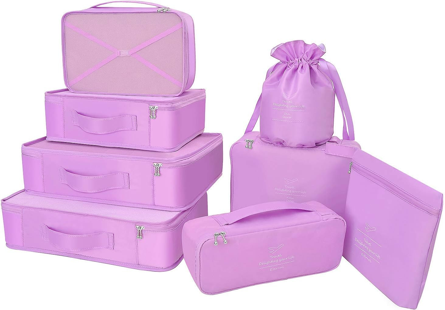 Amazon.com | Packing Cubes 8 Sets Travel Luggage Organizers Include Waterproof Shoe Storage Bag C... | Amazon (US)