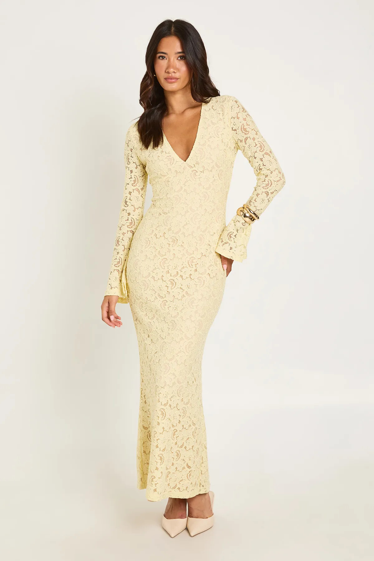 Corded Lace Flared Sleeve Maxi Dress | Boohoo.com (UK & IE)