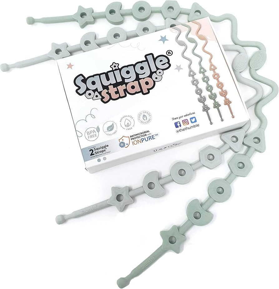 Squiggle Strap® 2pcs Toy Straps, Food Grade Silicone Adjustable Toy Holder Strap, Baby Toy Leash... | Amazon (US)