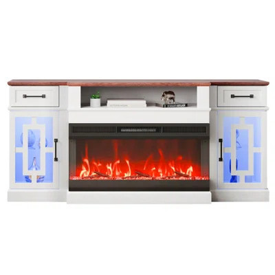 80 in Fireplace TV Stand 20 LED Lights Remote Control & Timer | Wayfair North America
