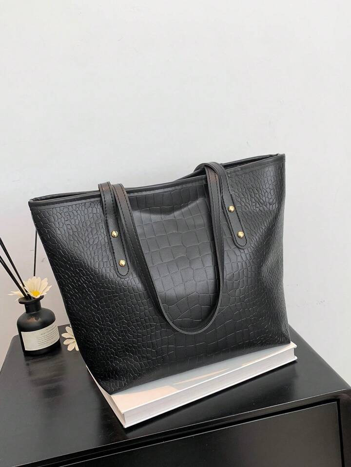 Black Friday Sale Fashionable Large Capacity Crisscross Stitching & Pressed Pattern Checkered Sol... | SHEIN