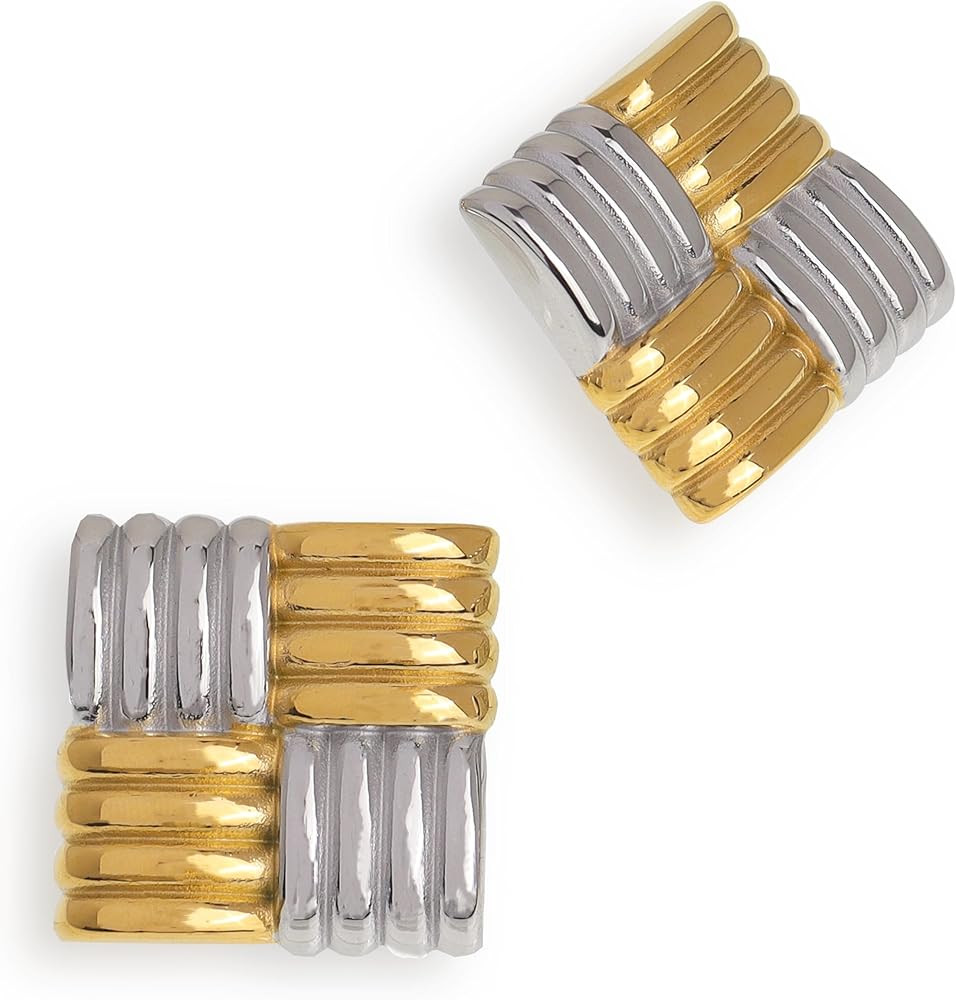 Big Chunky Geometric Trendy Stud Earrings for Women Girls, Large Statement Vintage Textured Dome ... | Amazon (US)